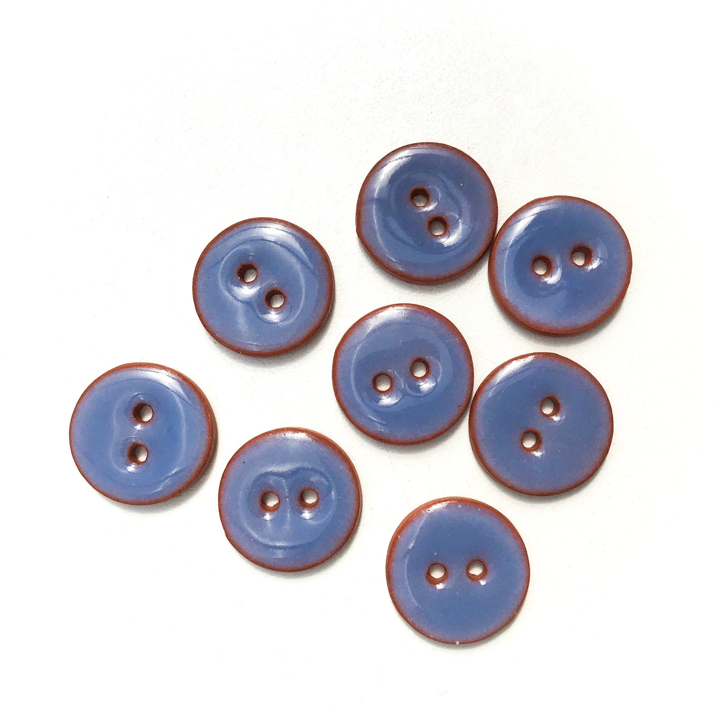 Purplish Blue Ceramic Buttons - Purple Blue Clay Buttons - 3/4"- 8 Pack