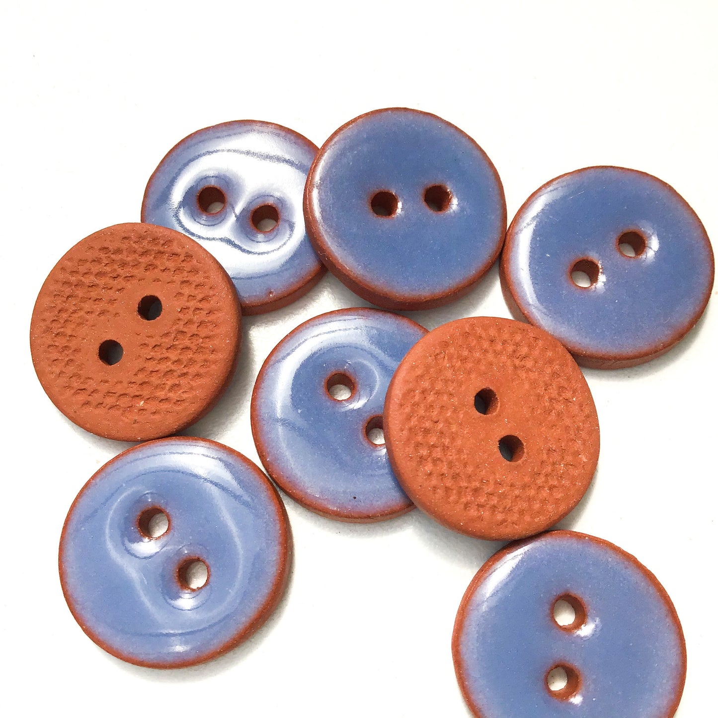 Purplish Blue Ceramic Buttons - Purple Blue Clay Buttons - 3/4"- 8 Pack