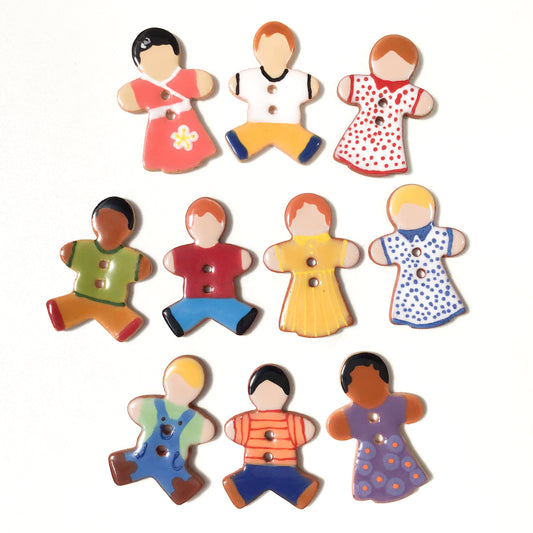 Little Wee Folk Buttons - Waldorf Inspired Ceramic Buttons - 1" x 1 3/8"