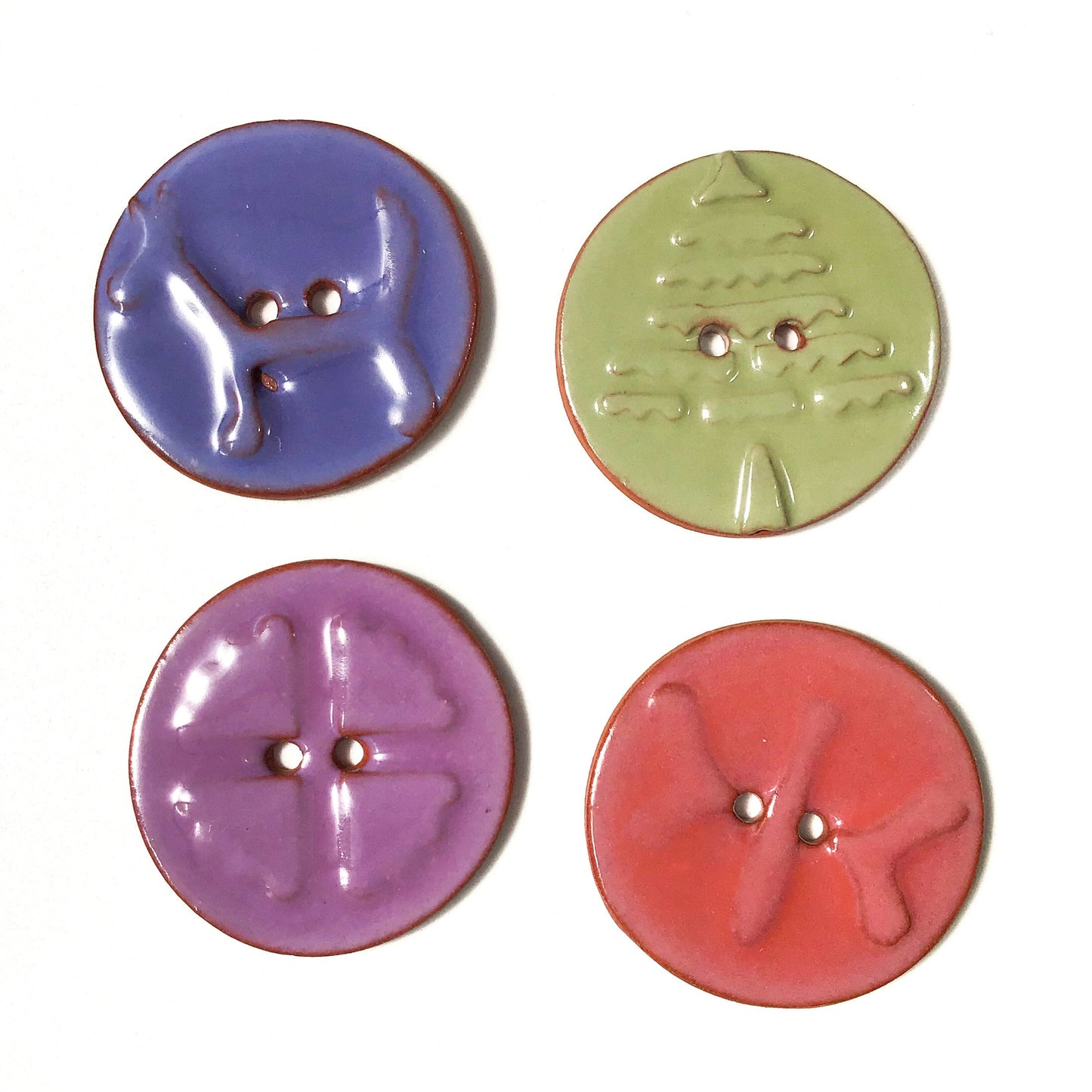 Mirro Stamp Buttons on Red Clay - Warm Shade Ceramic Buttons - 1 3/8"