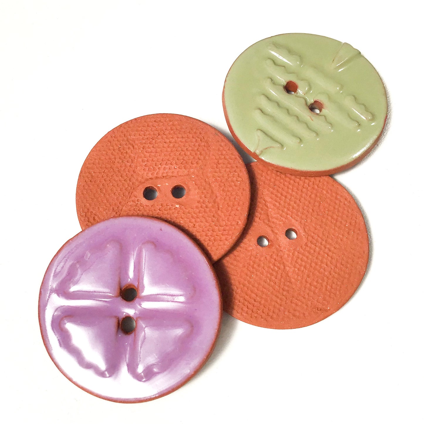 Mirro Stamp Buttons on Red Clay - Warm Shade Ceramic Buttons - 1 3/8"