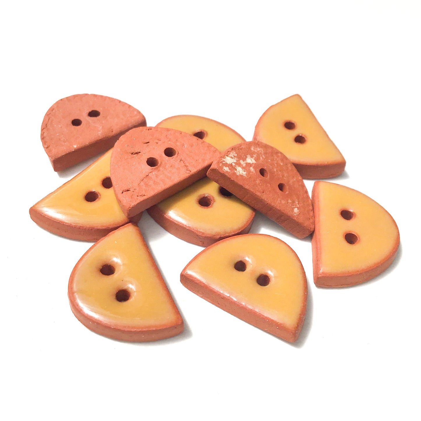 Camel Brown Ceramic Buttons - Small Half Circle Clay Buttons - 3/8" x 5/8" - 10 Pack