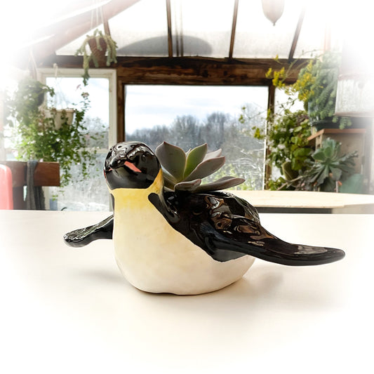 Emperor Penguin Pot - Ceramic Penguin Planter