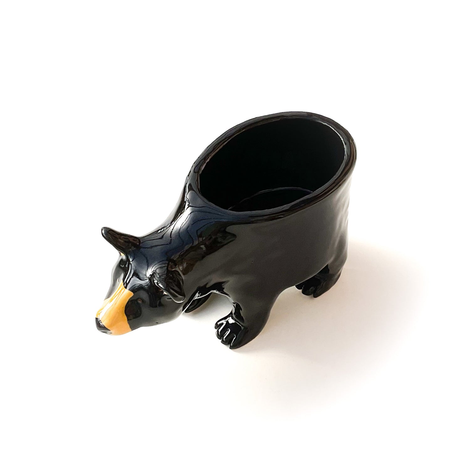 Black Bear Pot - Ceramic Bear Planter