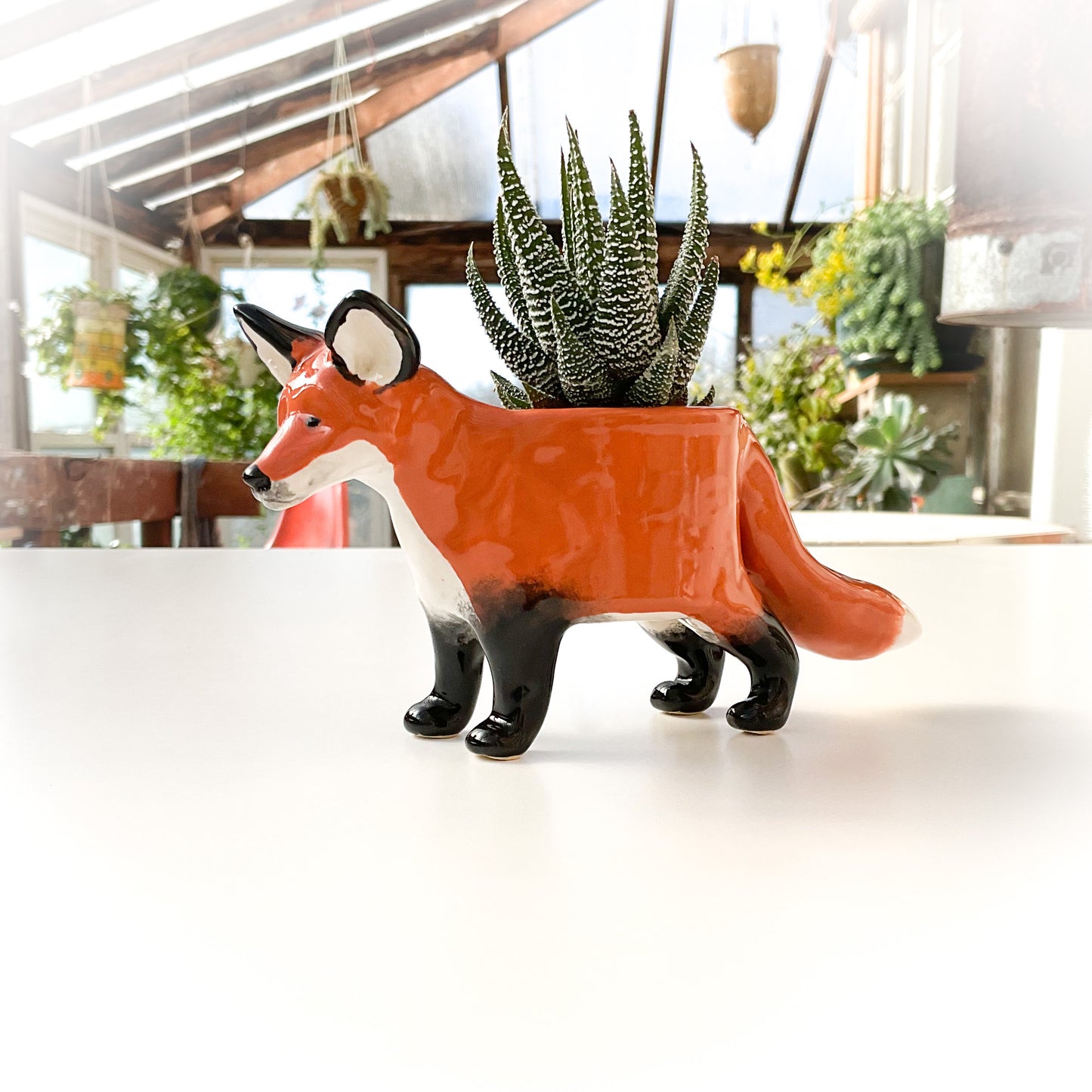 Red Fox Pot - Ceramic Fox Planter