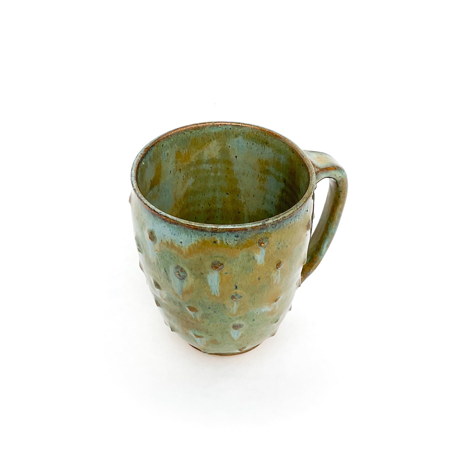 Polka Dots & Moss Stoneware Mug - 11 ounce Ceramic Mug