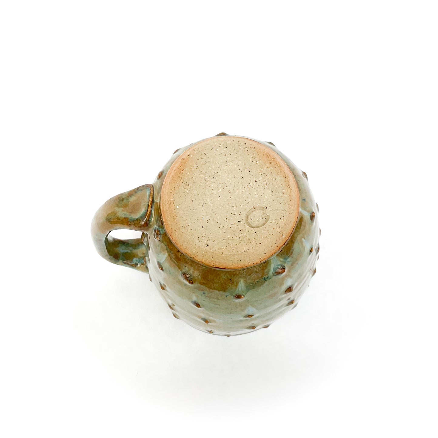 Polka Dots & Moss Stoneware Mug - 11 ounce Ceramic Mug