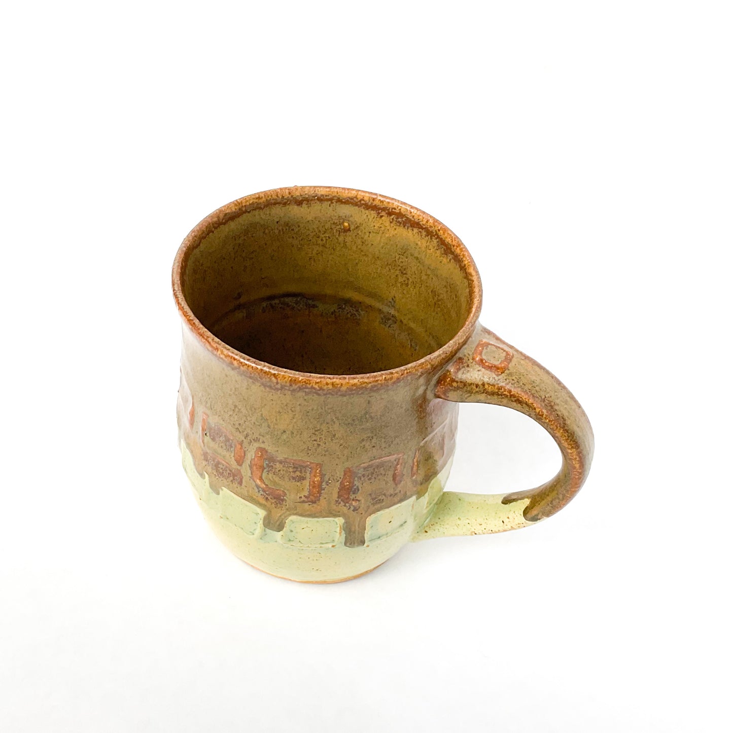 Copper, Honeydew Green & Orange Stoneware Mug - 12 ounce Ceramic Mug