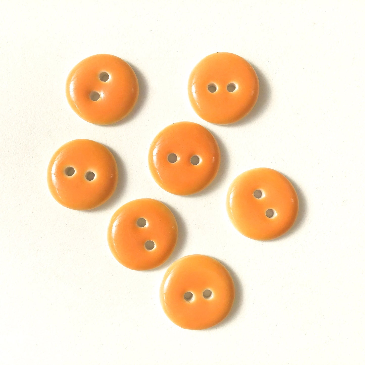 Bright Orange Porcelain Buttons - Orange Clay Buttons - 11/16" - 7 Pack