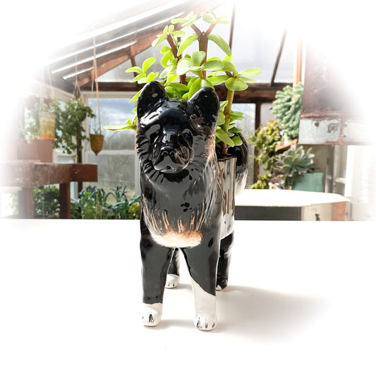 American Akita Dog Planter - Ceramic Dog Plant Pot