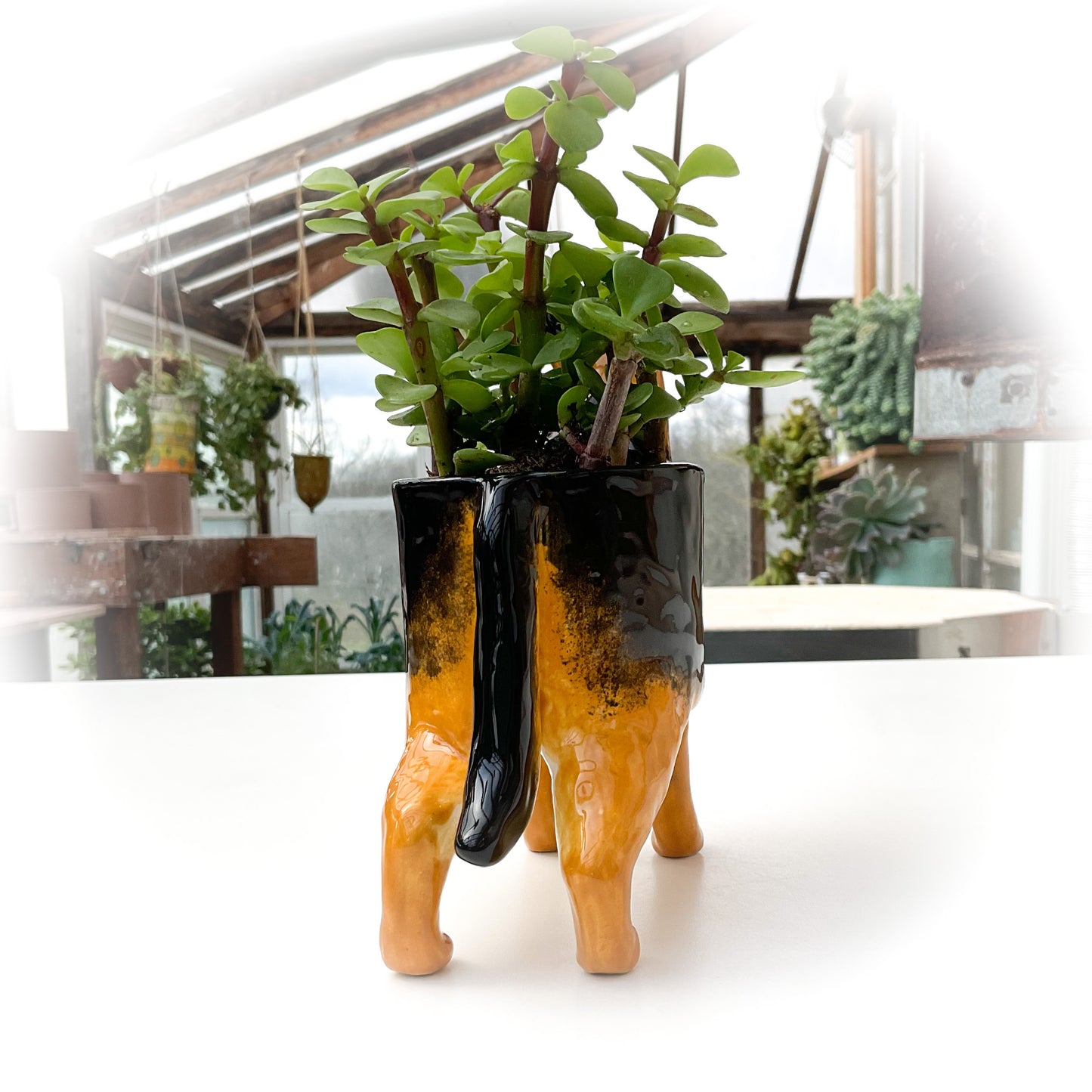 German Shepherd Dog Planter - Ceramic Dog Plant Pot