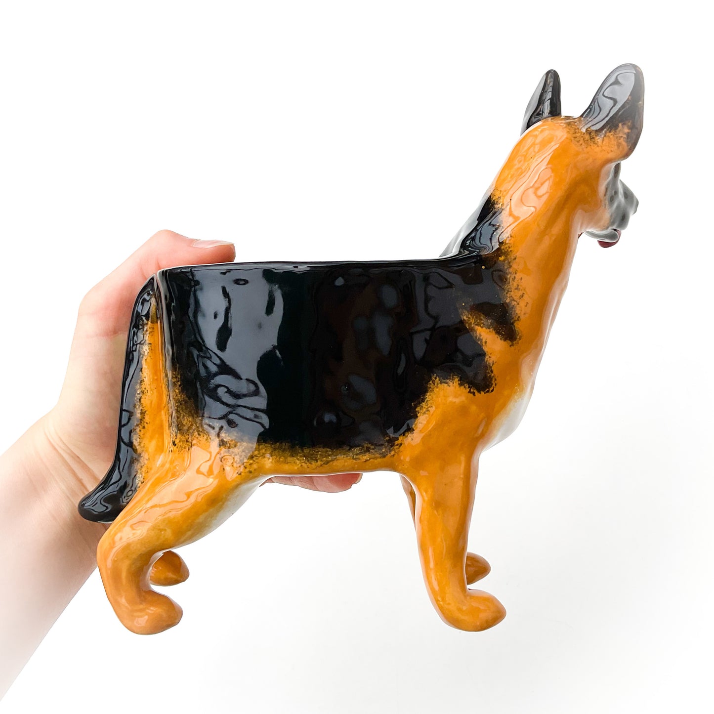 German Shepherd Dog Planter - Ceramic Dog Plant Pot