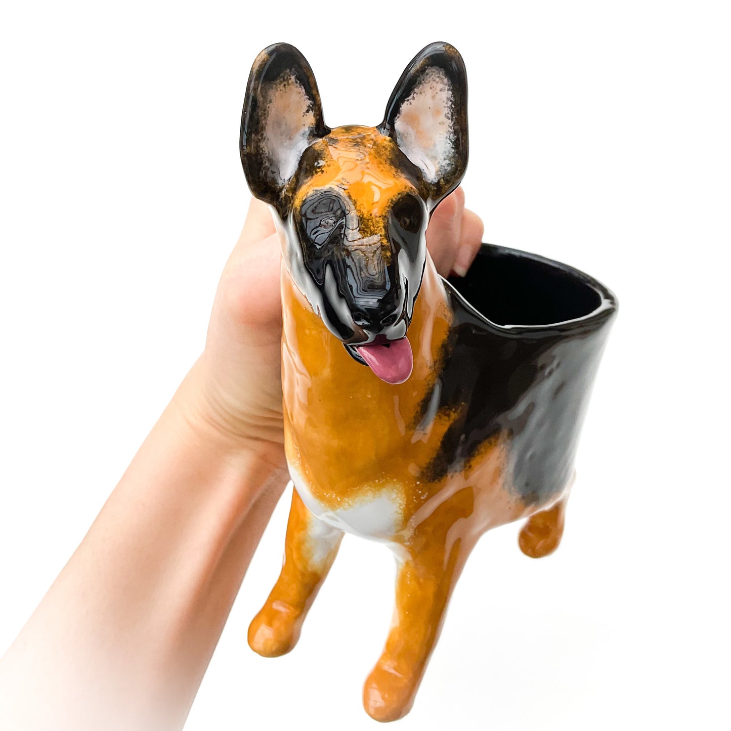 German Shepherd Dog Planter - Ceramic Dog Plant Pot