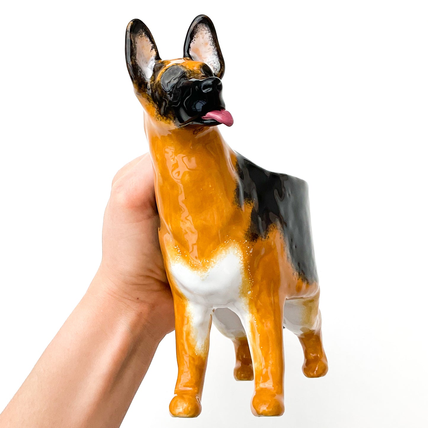 German Shepherd Dog Planter - Ceramic Dog Plant Pot