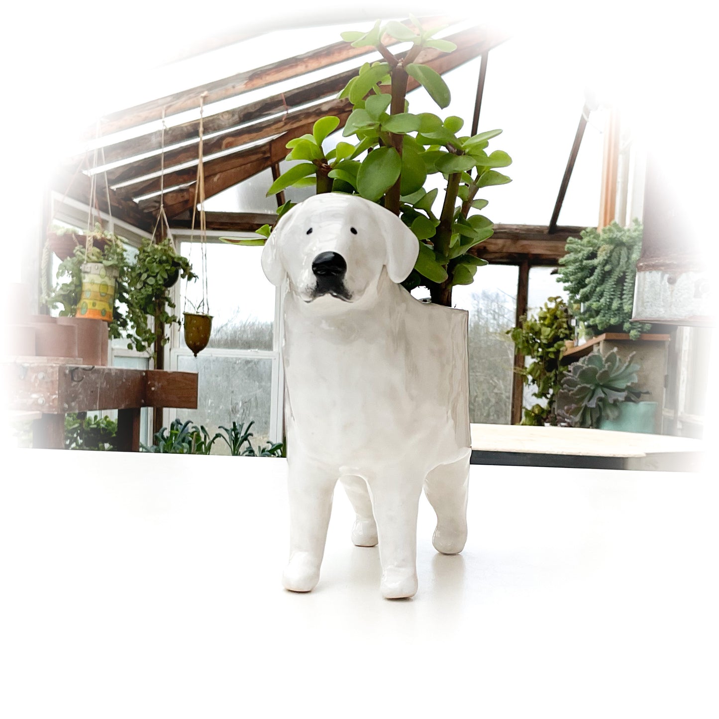 Great Pyrenees Dog Planter - Ceramic Dog Plant Pot