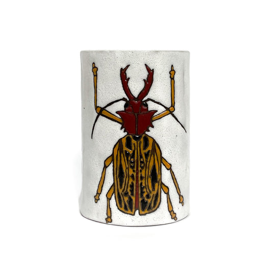 Sabertooth Longhorn Beetle - Black Clay Crock