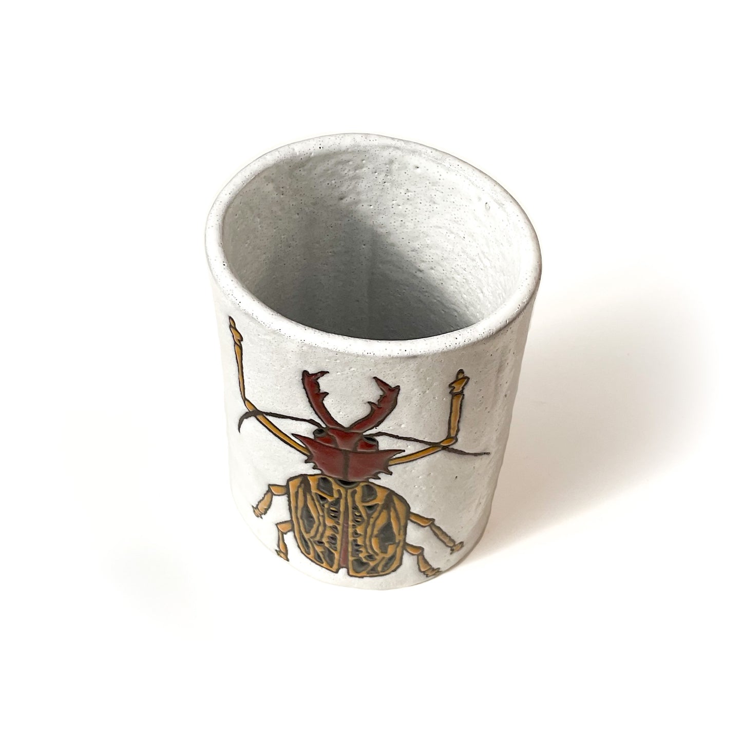 Sabertooth Longhorn Beetle - Black Clay Crock