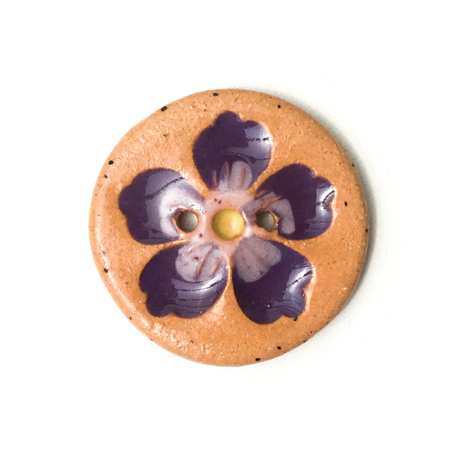 Hawaiian Petals Button - Mixed Colors on Brown Clay - 1 1/16"