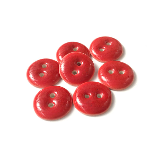 Deep Cherry Red Porcelain Buttons - Red Ceramic Buttons - 11/16" - 7 Pack