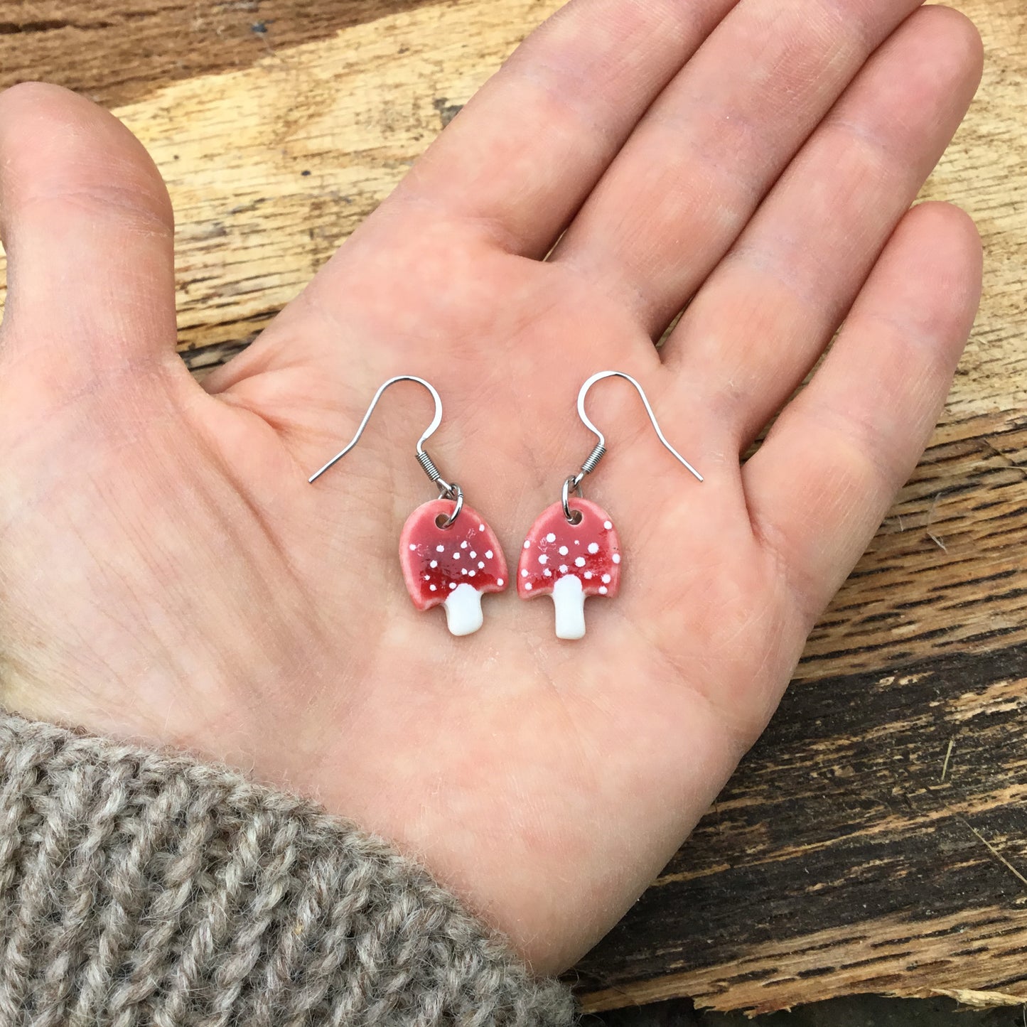 Porcelain Amanita Mushroom Earrings