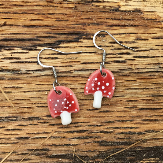 Porcelain Amanita Mushroom Earrings