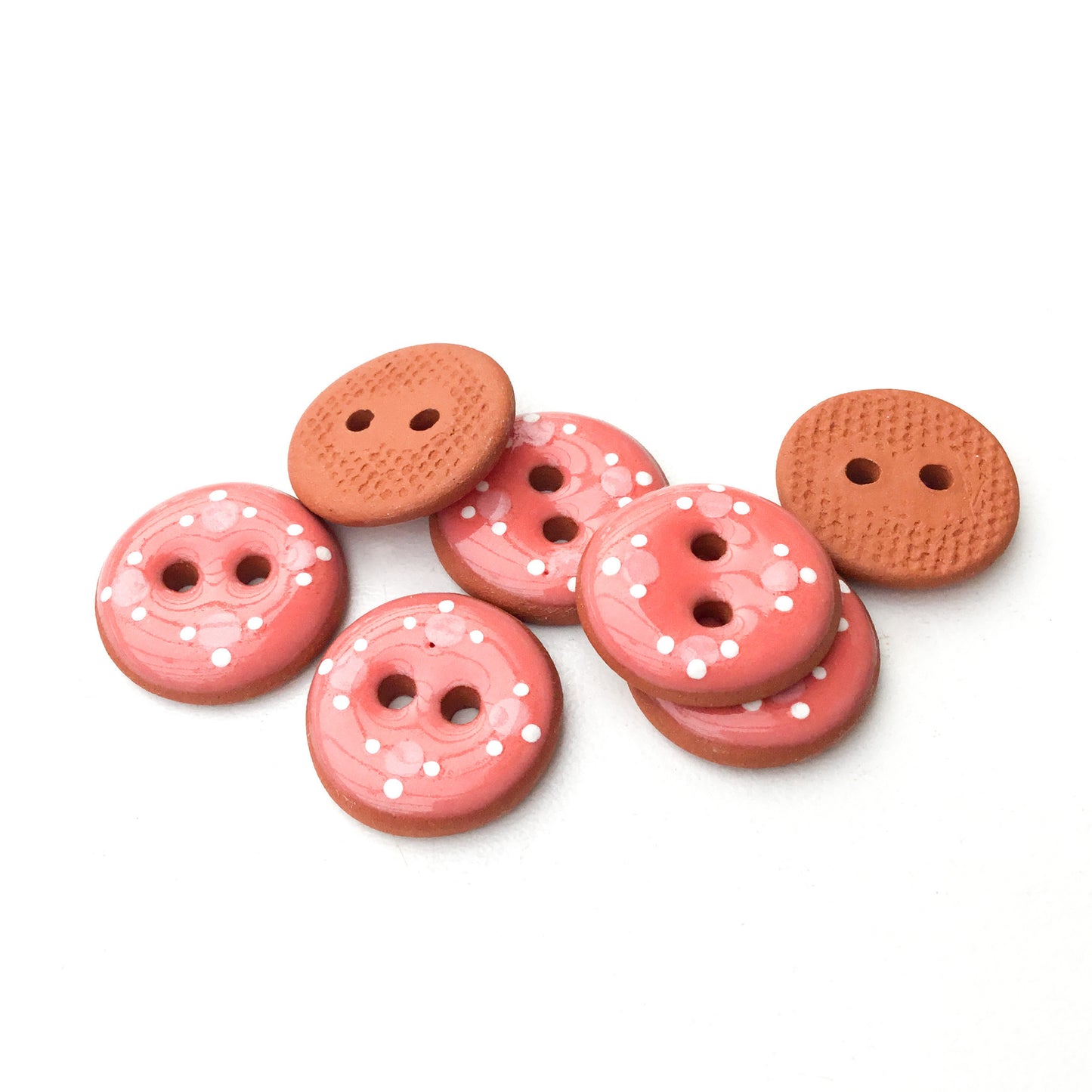 Decorative Coral Ceramic Buttons - Coral Clay Buttons - 11/16" - 7 Pack