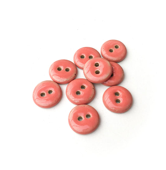 Coral Ceramic Buttons - Coral Stoneware Buttons - 9/16" - 9 Pack