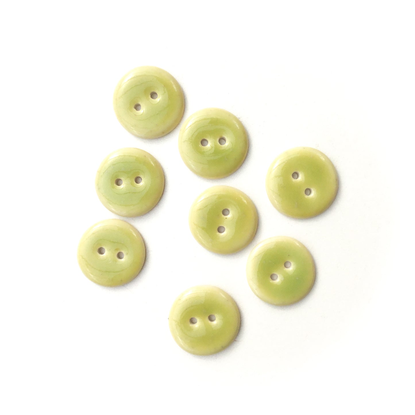 Lime Green Porcelain Buttons - Green Ceramic Buttons - 13/16" - 8 Pack