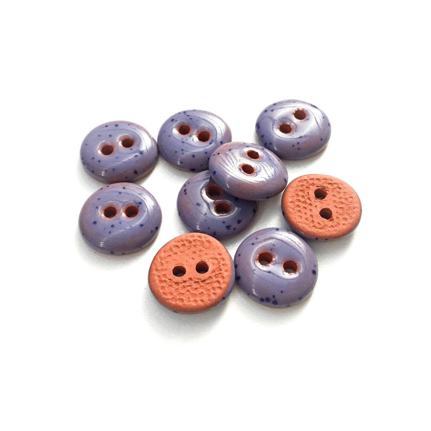 Speckled Purple Ceramic Buttons - Purple Clay Buttons - 9/16" - 9 Pack