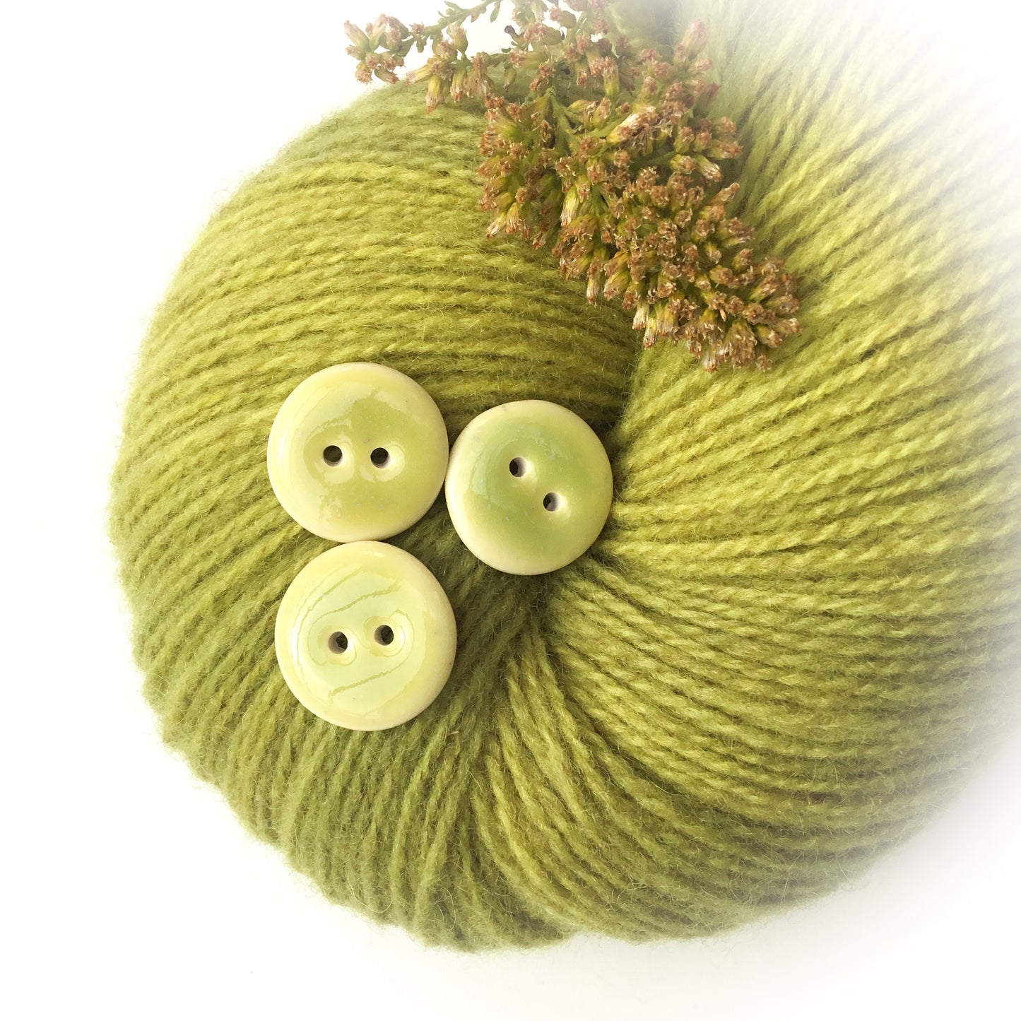 Lime Green Porcelain Buttons - Green Ceramic Buttons - 13/16" - 8 Pack