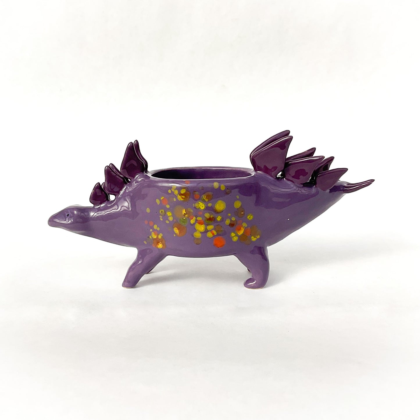 Deep Purple Stegosaurus Dinosaur Planter - Dinosaur Succulent Planter