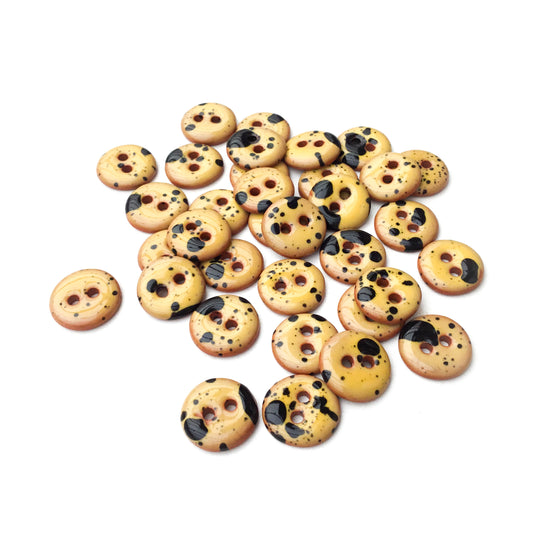 Yellow & Black Splatter Paint Ceramic Buttons - 9/16"