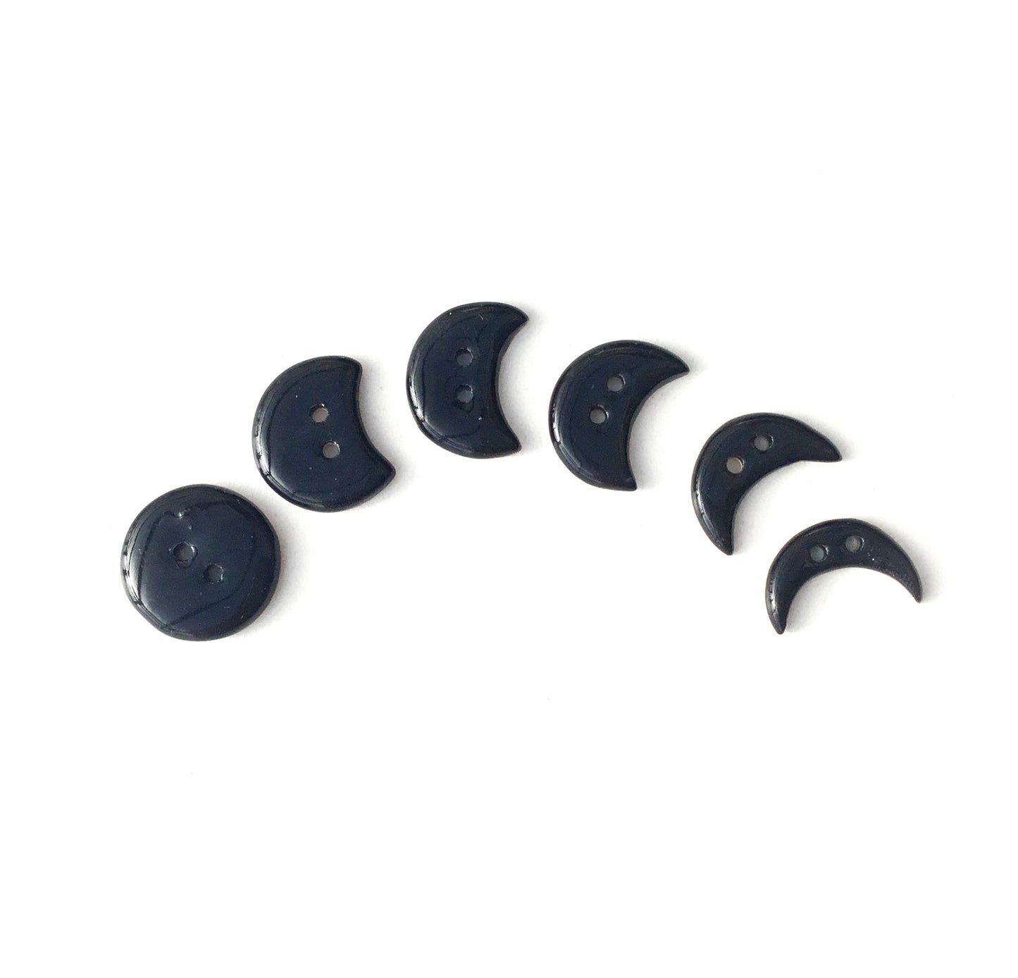 Black Moon Phase Ceramic Buttons - 3/4" - 6 Pack