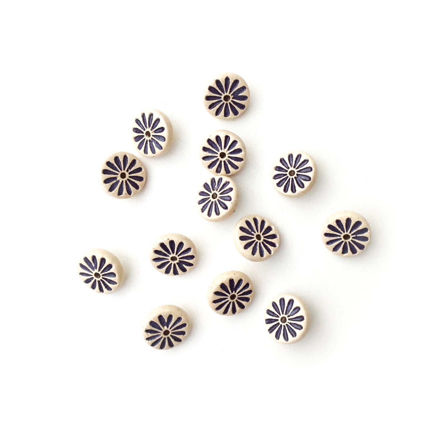 Dark Blue Daisy Shank Buttons - 9/16"