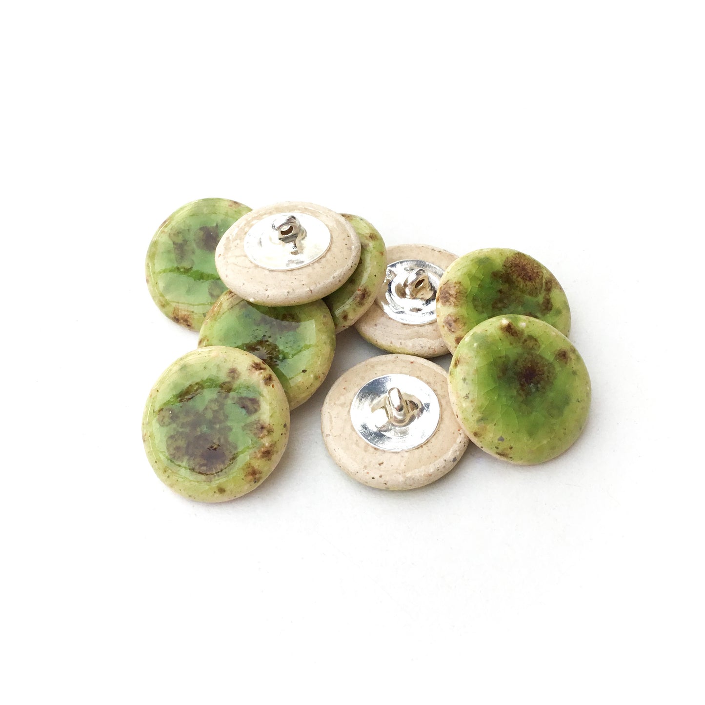 Mossy Green Ceramic Shank Buttons - 11/16"