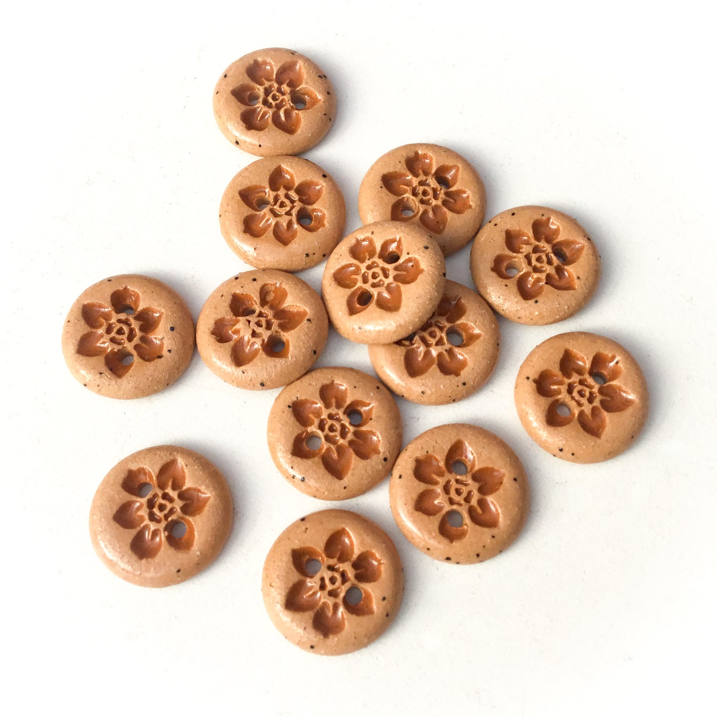 Country Brown Flower Buttons - 11/16"