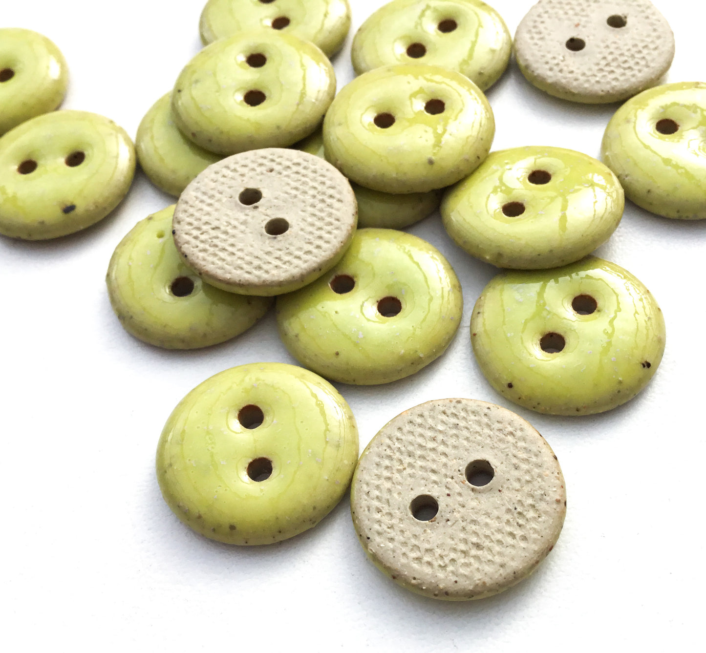 Light Yellow Ceramic Stoneware Buttons - 3/4"