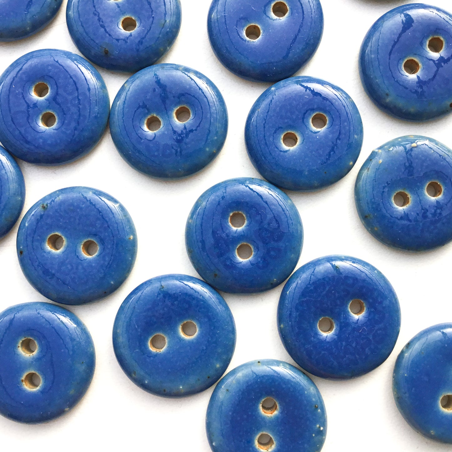 Royal Blue Ceramic Stoneware Buttons - 3/4"