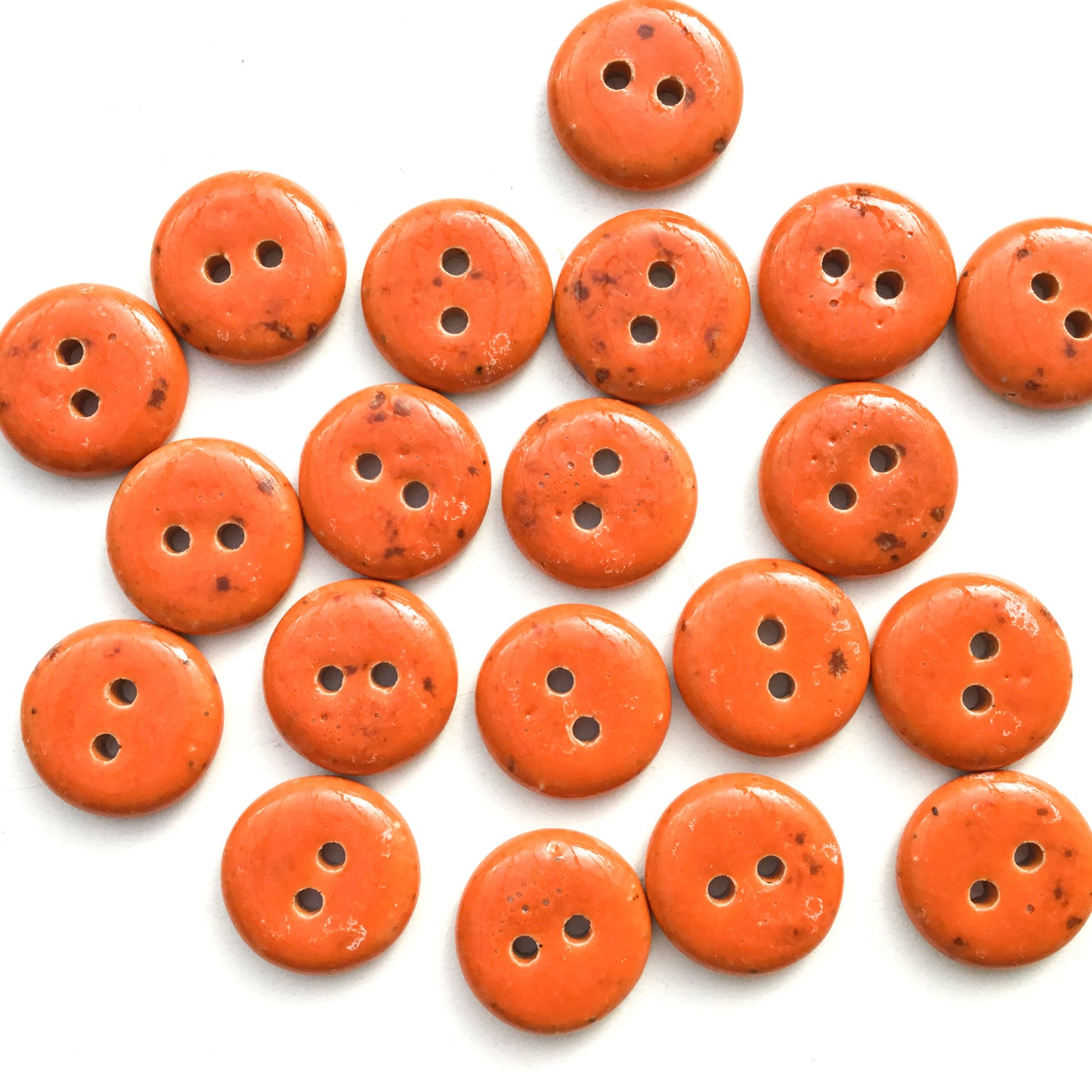 Deep Orange Ceramic Stoneware Buttons - 5/8"