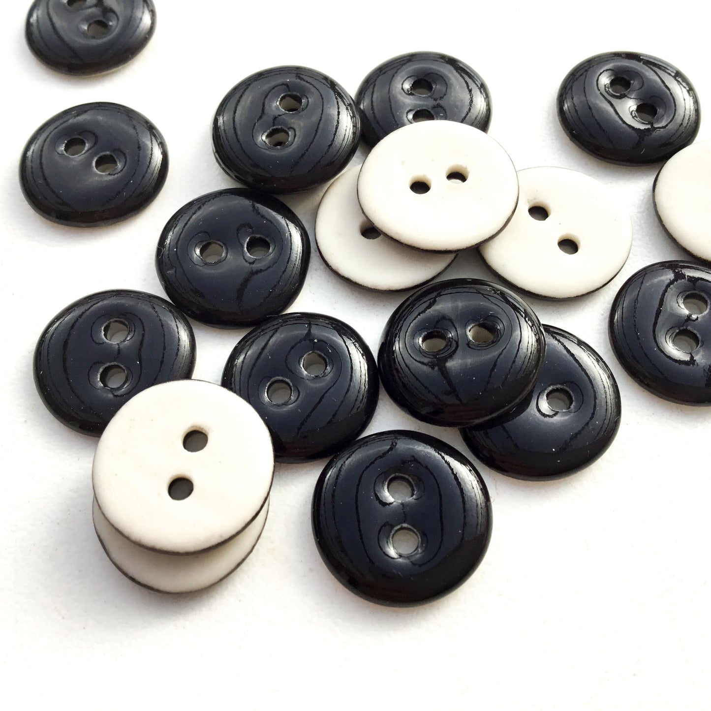 Black Porcelain Clay Buttons - 1/2"