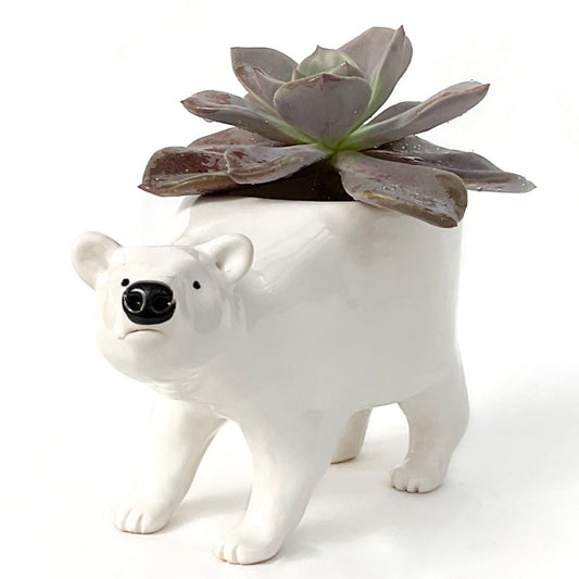 Polar Bear Ceramic Planter