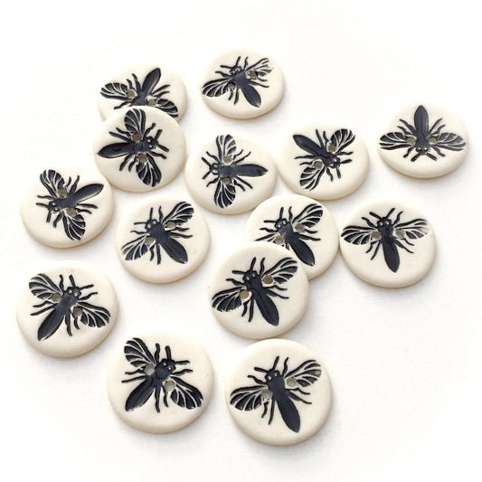 Porcelain Honeybee Buttons - 7/8"