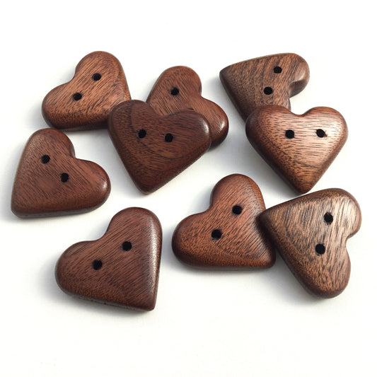 Chunky Black Walnut Heart Button  1-1/2"