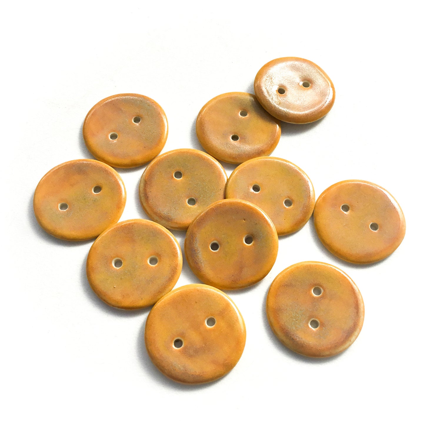 Iridescent Yellow-Orange Porcelain Buttons - 1"