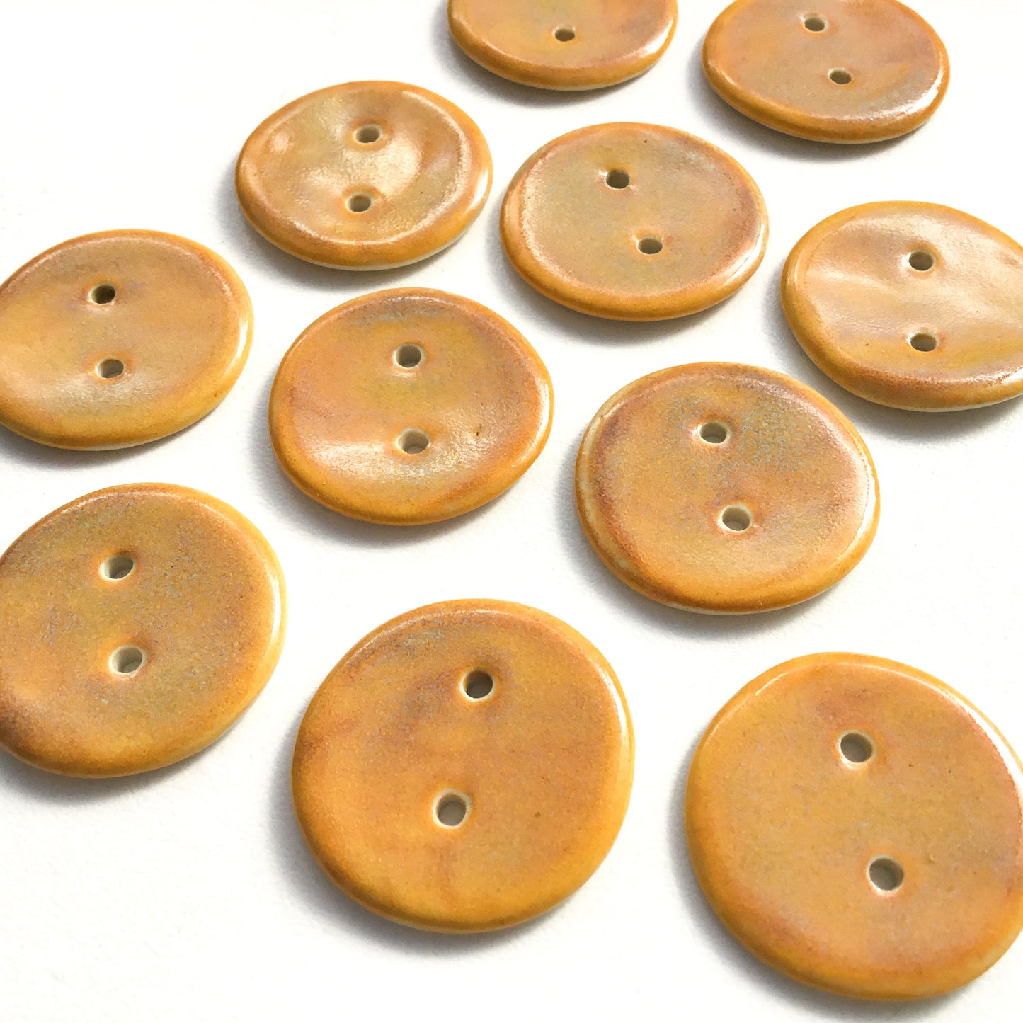 Iridescent Yellow-Orange Porcelain Buttons - 1"