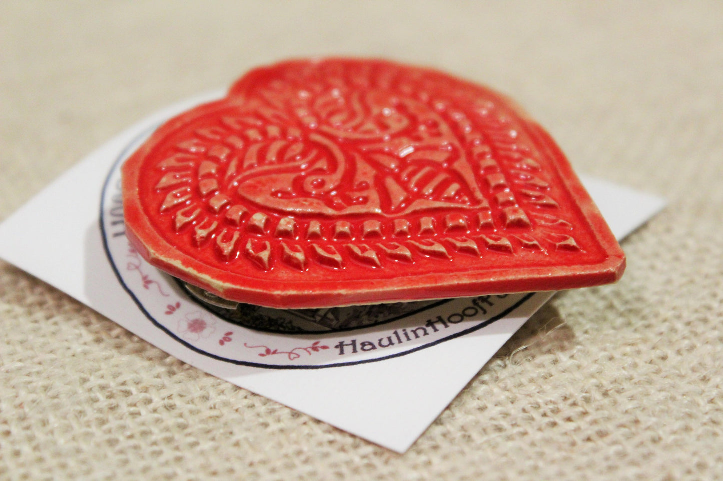 Ceramic Heart Barrette-Red