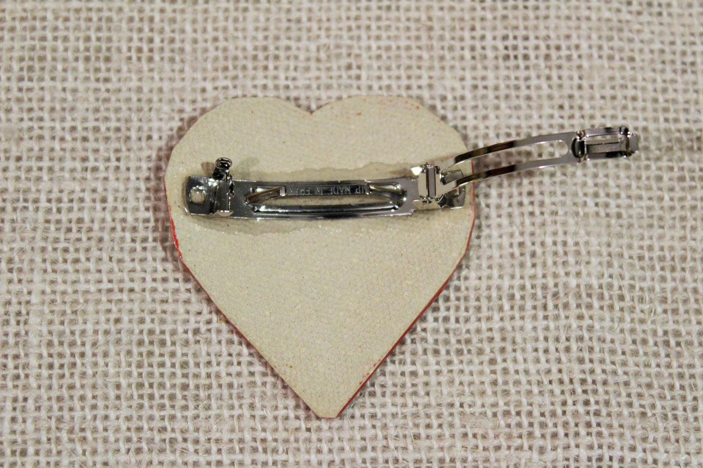 Ceramic Heart Barrette-Red