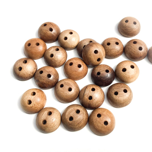 Grayed Black Walnut Wood Buttons - 3/4" Pillowed - 5/16" thick