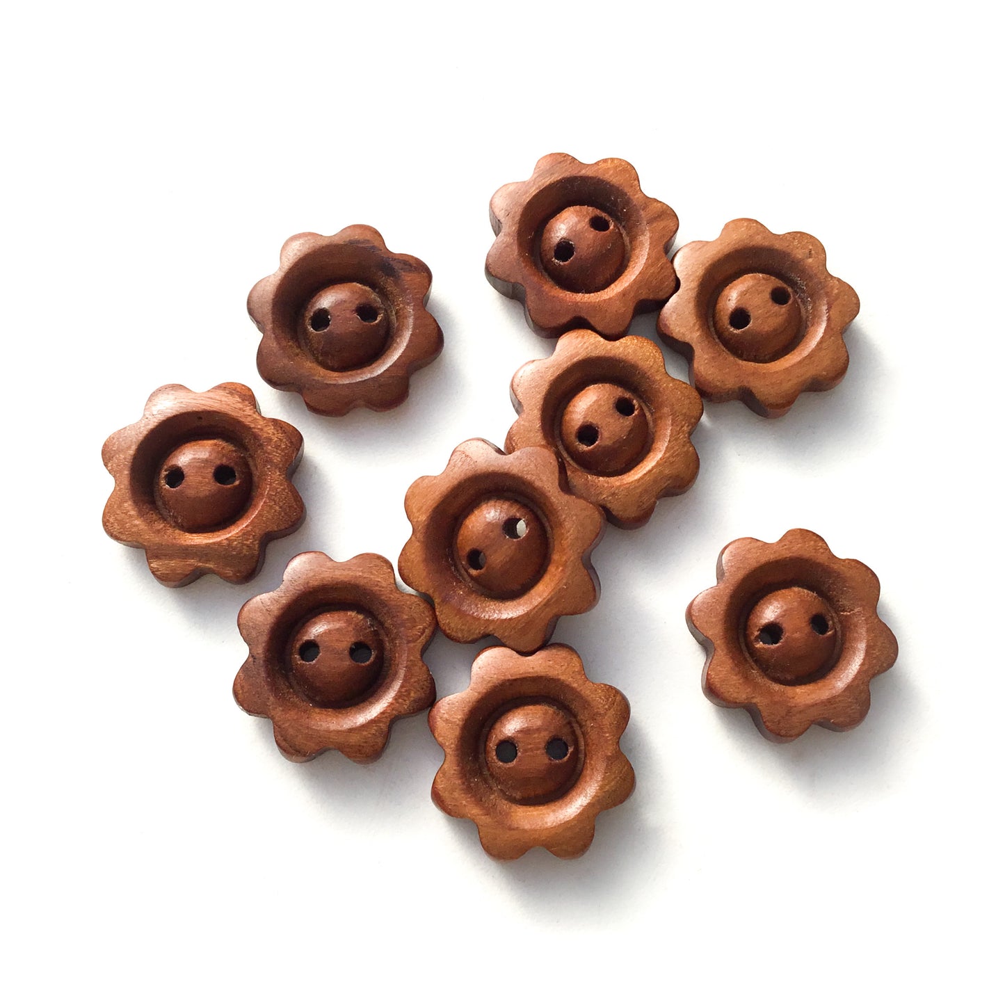 Cherry Wood Flower Buttons - 1-1/16"