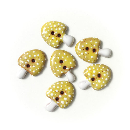 Yellow Mushroom Buttons - Ceramic Amanita Mushroom Buttons